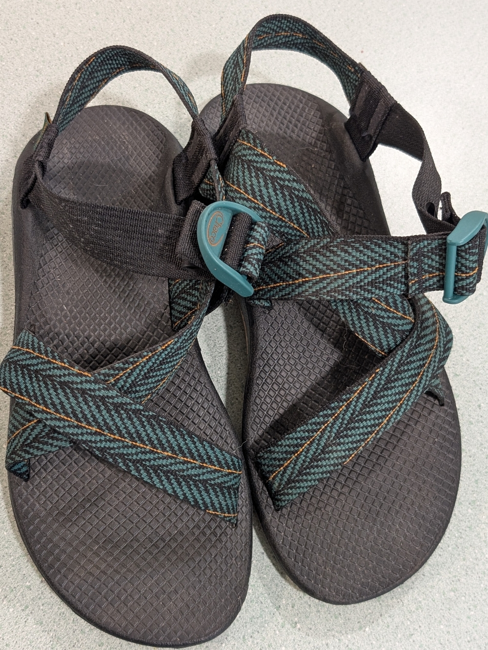 Chaco Mega Z1 Cloud Wide Strap Green Gold Hiking Water Sandals Shoe Womens 11
